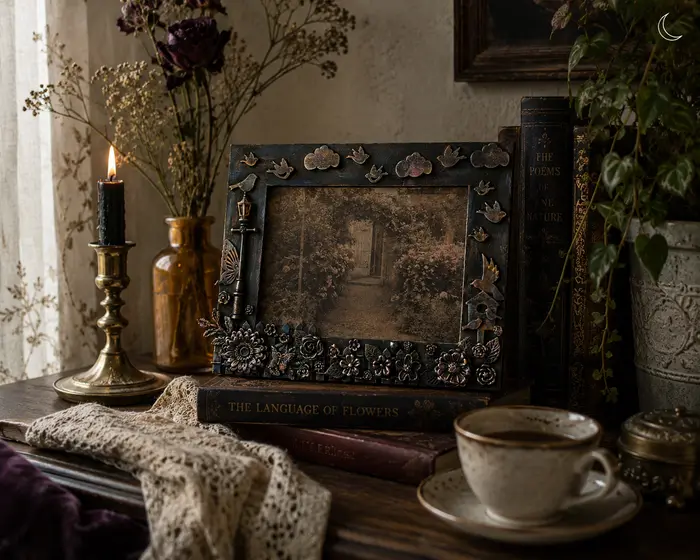 Fotorámik v romantickom gothic cottagecore štýle