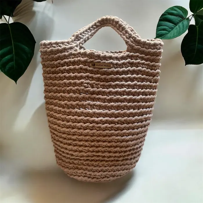 Ručne háčkovaná taška z bavlneného špagátu – Elegantná béžová / Boho štýl