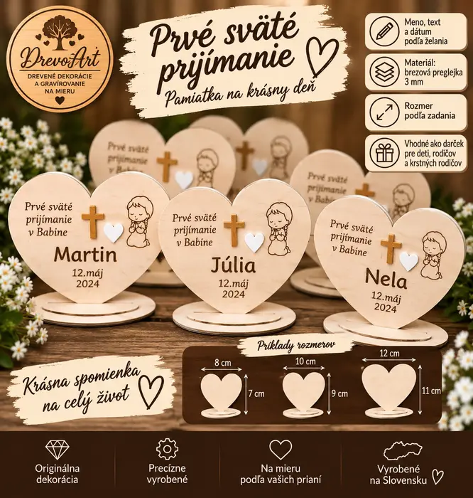 ❤️ Srdiečko – pamiatka na 1. sväté prijímanie
