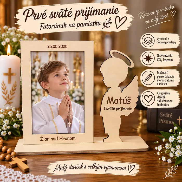 👼 Fotorámik s anjelikom – 1. sväté prijímanie